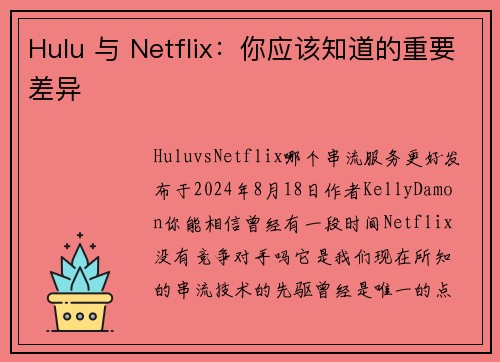 Hulu 与 Netflix：你应该知道的重要差异